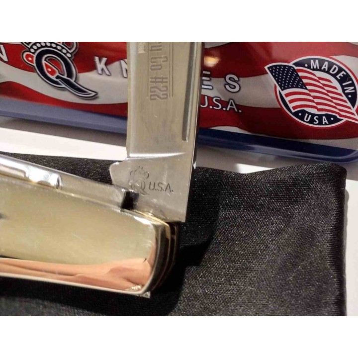 Couteau Queen Barlow Genuine Stag Lames Acier Carbone 1095 Manche Corne de Daim USA QGSH281 - Livraison Gratuite