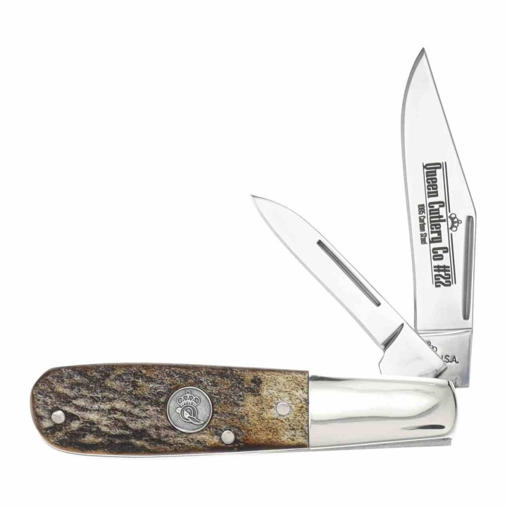Couteau Queen Barlow Genuine Stag Lames Acier Carbone 1095 Manche Corne de Daim USA QGSH281 - Livraison Gratuite
