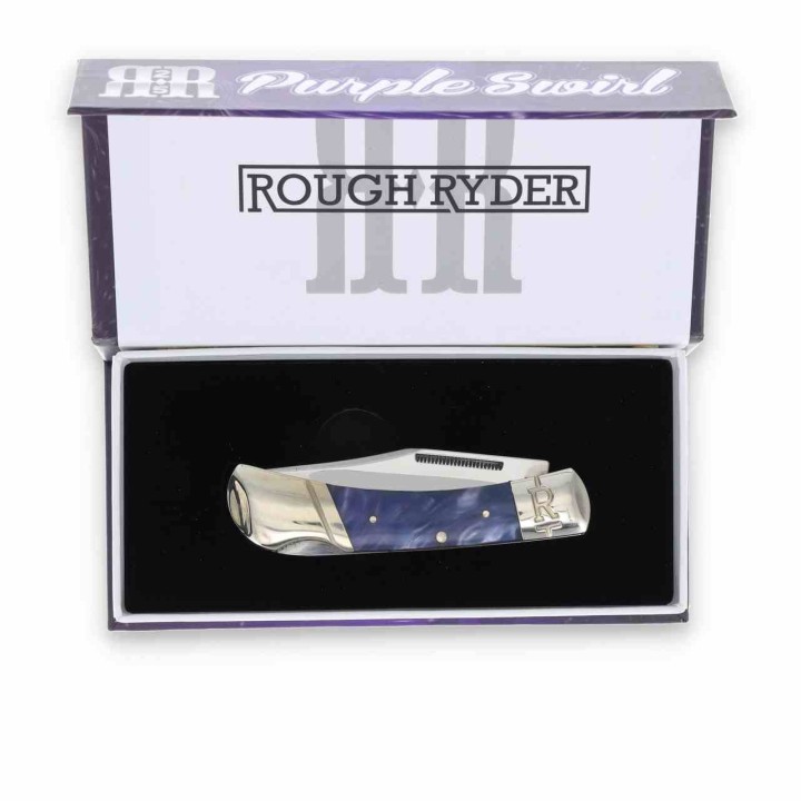 Couteau Pliant Rough Ryder Purple Swirl Lame Acier 440 Manche Polymère Lockback RR2149 - Livraison Gratuite