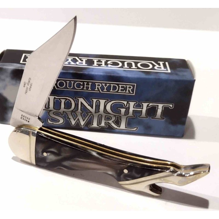 Couteau Rough Ryder Small Leg Knife Midnight Lame Acier 440A Manche Polymère Slipjoint RR960 - Livraison Gratuite