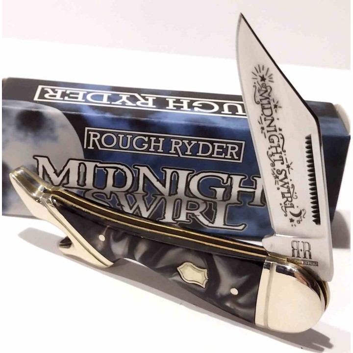 Couteau Rough Ryder Small Leg Knife Midnight Lame Acier 440A Manche Polymère Slipjoint RR960 - Livraison Gratuite