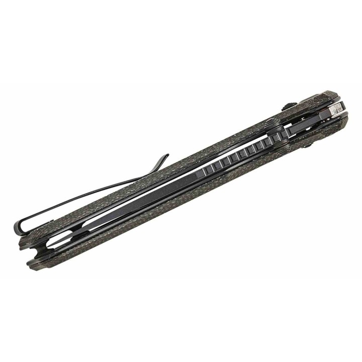Couteau Sencut Slybolt Lame Acier 9Cr18MoV Manche Micarta Noir Bouton Lock Clip S25001A1 - Livraison Gratuite