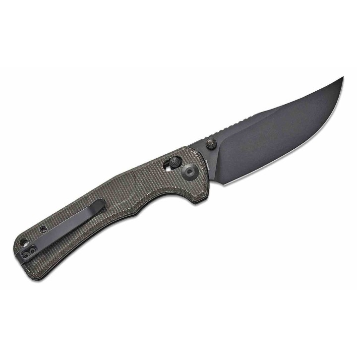 Couteau Sencut Slybolt Lame Acier 9Cr18MoV Manche Micarta Noir Bouton Lock Clip S25001A1 - Livraison Gratuite
