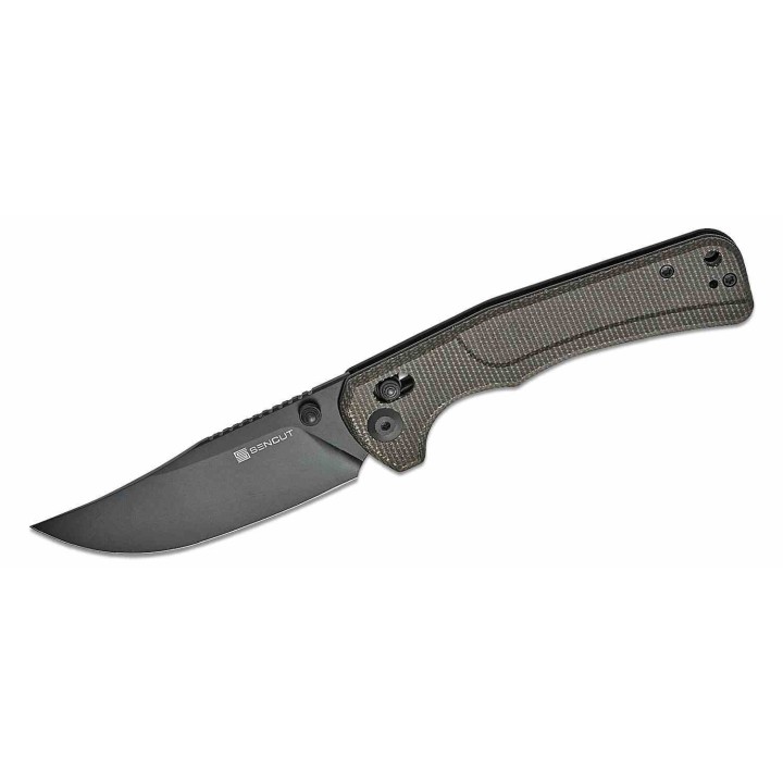 Couteau Sencut Slybolt Lame Acier 9Cr18MoV Manche Micarta Noir Bouton Lock Clip S25001A1 - Livraison Gratuite