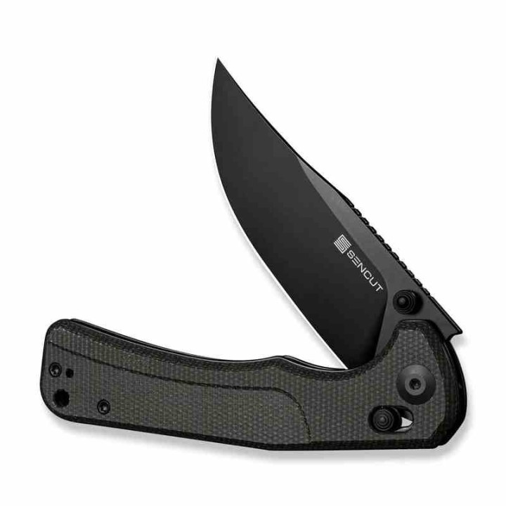Couteau Sencut Slybolt Lame Acier 9Cr18MoV Manche Micarta Noir Bouton Lock Clip S25001A1 - Livraison Gratuite