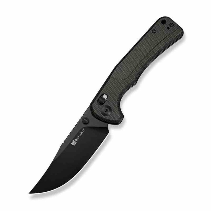Couteau Sencut Slybolt Lame Acier 9Cr18MoV Manche Micarta Noir Bouton Lock Clip S25001A1 - Livraison Gratuite