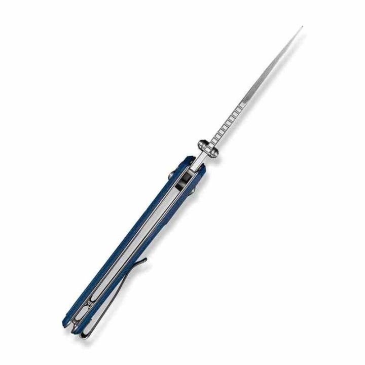 Couteau Sencut Slybolt Lame Acier 9Cr18MoV Manche Micarta Blue Bouton Lock Clip S25001A2 - Livraison Gratuite