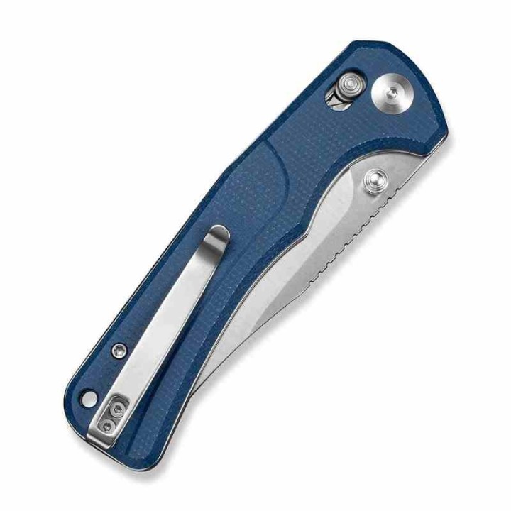 Couteau Sencut Slybolt Lame Acier 9Cr18MoV Manche Micarta Blue Bouton Lock Clip S25001A2 - Livraison Gratuite