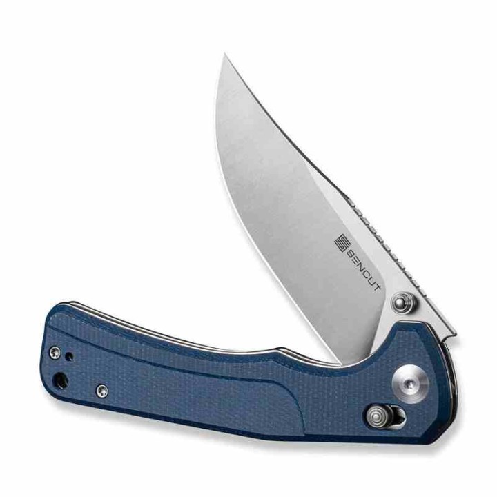 Couteau Sencut Slybolt Lame Acier 9Cr18MoV Manche Micarta Blue Bouton Lock Clip S25001A2 - Livraison Gratuite