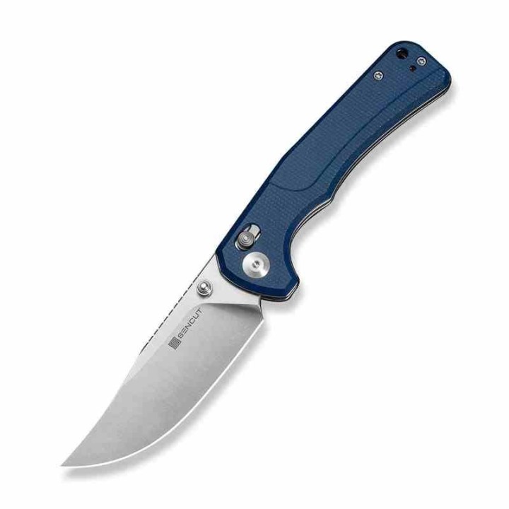 Couteau Sencut Slybolt Lame Acier 9Cr18MoV Manche Micarta Blue Bouton Lock Clip S25001A2 - Livraison Gratuite