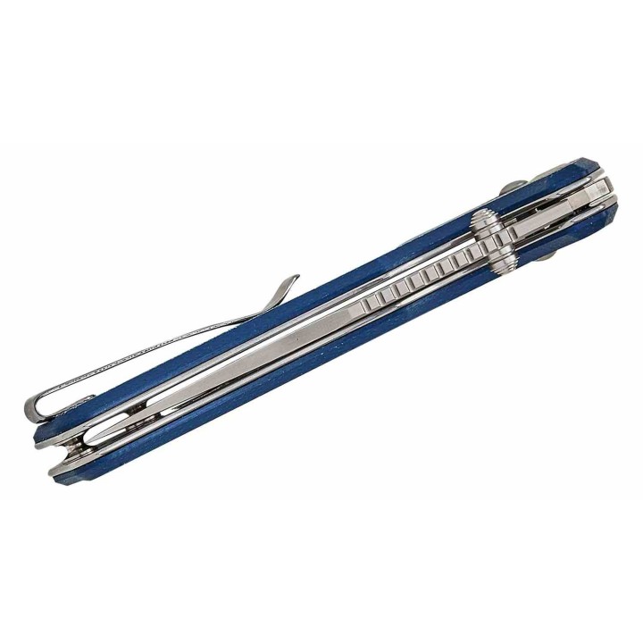 Couteau Sencut Slybolt Lame Acier 9Cr18MoV Manche Micarta Blue Bouton Lock Clip S25001A2 - Livraison Gratuite