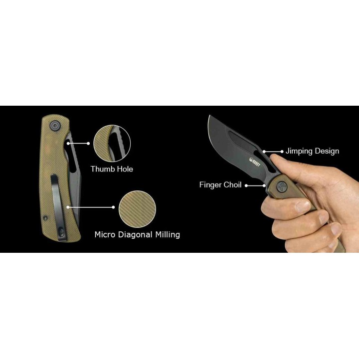 Couteau Kubey Gurkha Lame  Acier 14C28N Manche Ultem Liner Lock KIVT KUB397D - Livraison Gratuite