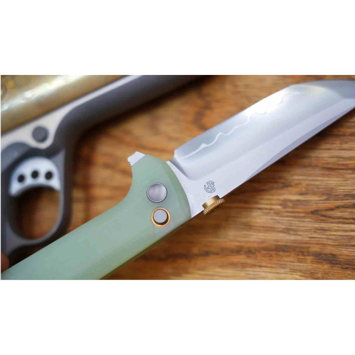 Couteau North Mountain Blade Chop2 Lame Acier SLD-Magic Manche G10 Jade Button Lock NMB2407J - Livraison Gratuite