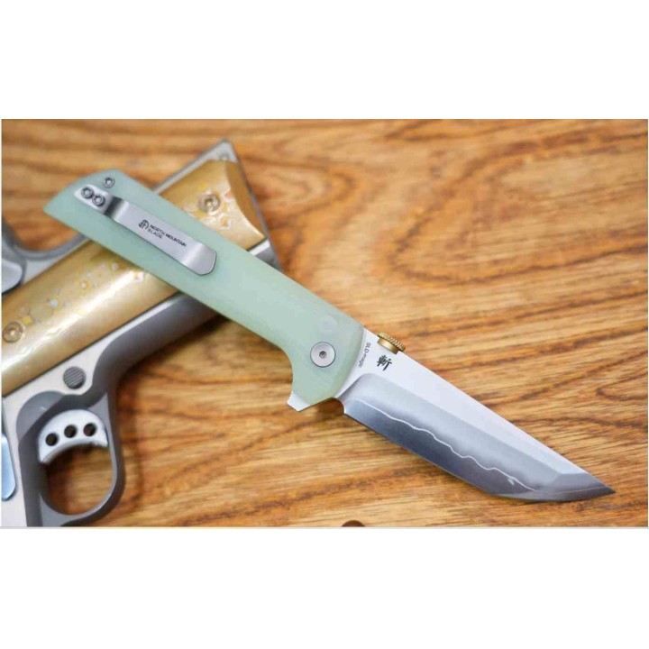 Couteau North Mountain Blade Chop2 Lame Acier SLD-Magic Manche G10 Jade Button Lock NMB2407J - Livraison Gratuite