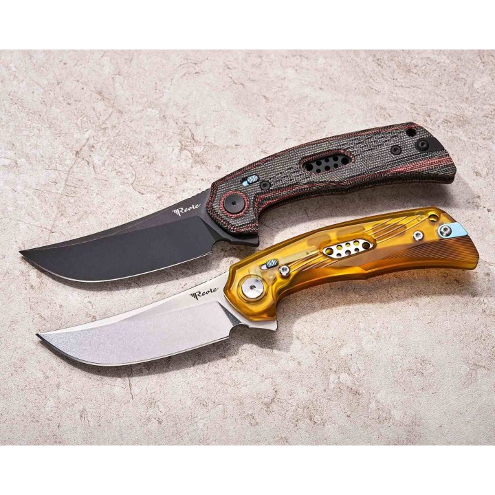 Couteau Reate PL-7 Red/Black Pivot Lock Lame Acier Nitro-V Blk Manche Micarta KIVT REA195 - Livraison Gratuite
