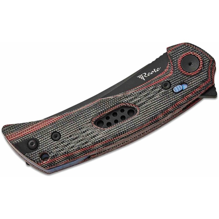Couteau Reate PL-7 Red/Black Pivot Lock Lame Acier Nitro-V Blk Manche Micarta KIVT REA195 - Livraison Gratuite