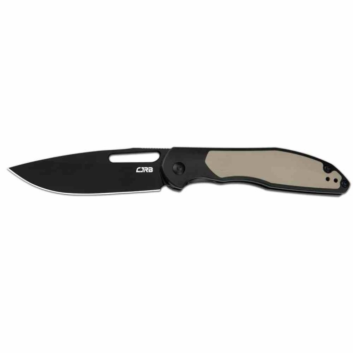 Couteau CJRB Droma Lame Acier AR-RPM9 Manche Alu Noir/G10 Desert Tan KIVT Linerlock J1963BDE - Livraison Gratuite