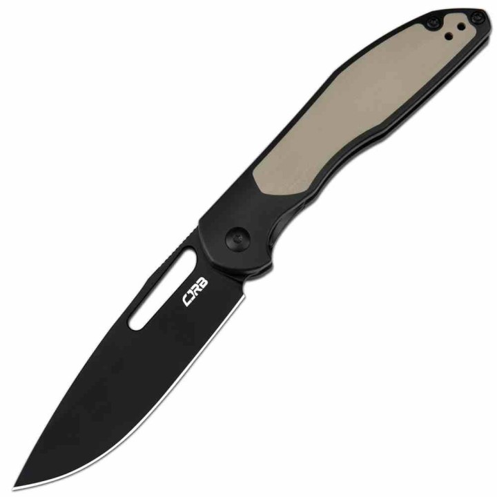 Couteau CJRB Droma Lame Acier AR-RPM9 Manche Alu Noir/G10 Desert Tan KIVT Linerlock J1963BDE - Livraison Gratuite