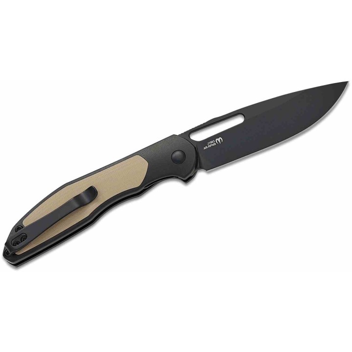 Couteau CJRB Droma Lame Acier AR-RPM9 Manche Alu Noir/G10 Desert Tan KIVT Linerlock J1963BDE - Livraison Gratuite