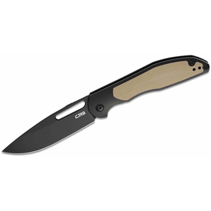 Couteau CJRB Droma Lame Acier AR-RPM9 Manche Alu Noir/G10 Desert Tan KIVT Linerlock J1963BDE - Livraison Gratuite