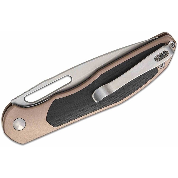 Couteau CJRB Droma Lame Acier AR-RPM9 Manche Alu Champagne/G10 KIVT Linerlock J1963BK - Livraison Gratuite