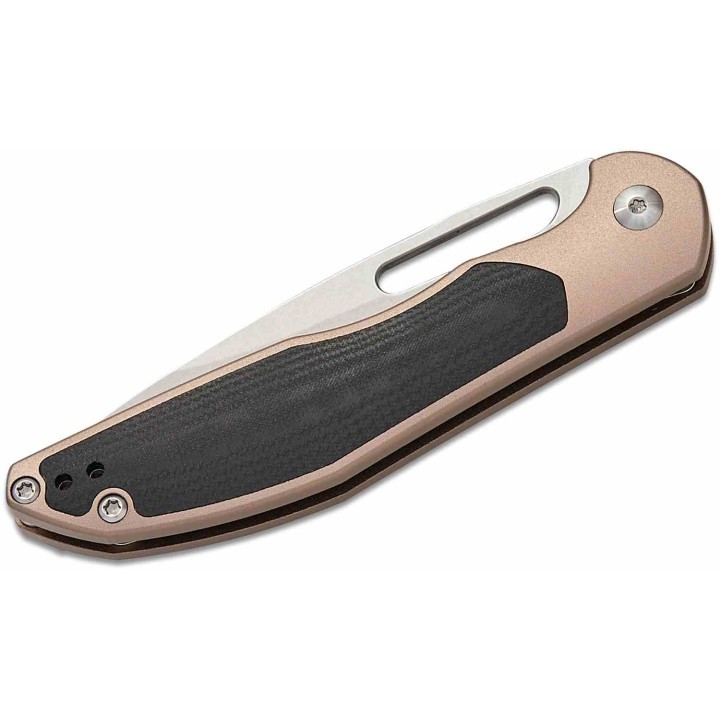 Couteau CJRB Droma Lame Acier AR-RPM9 Manche Alu Champagne/G10 KIVT Linerlock J1963BK - Livraison Gratuite