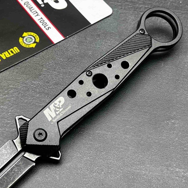 Couteau Tactical Smith&Wesson M&P Lame Acier Inox Poignée Aluminium Noir Linerlock Clip SWP1105621 - Livraison Gratuite