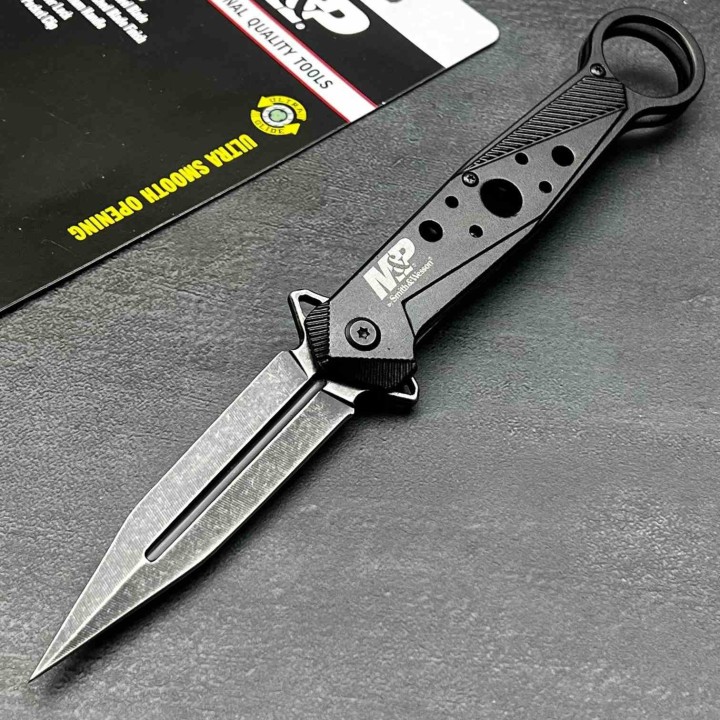 Couteau Tactical Smith&Wesson M&P Lame Acier Inox Poignée Aluminium Noir Linerlock Clip SWP1105621 - Livraison Gratuite