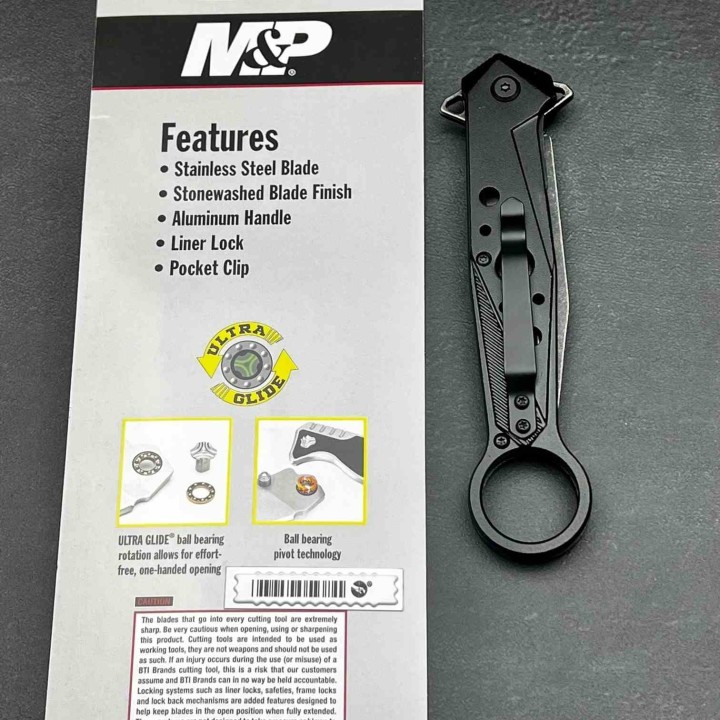 Couteau Tactical Smith&Wesson M&P Lame Acier Inox Poignée Aluminium Noir Linerlock Clip SWP1105621 - Livraison Gratuite