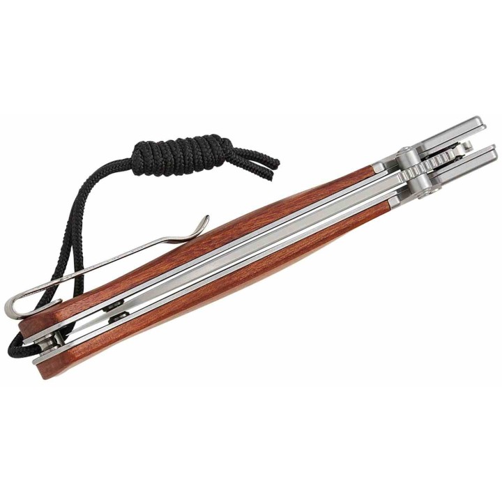 Couteau CJRB Glacier Lame Acier AR-RPM9 Manche Acier/Bois Button Lock KIVT J1961WD - Livraison Gratuite