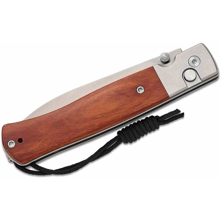 Couteau CJRB Glacier Lame Acier AR-RPM9 Manche Acier/Bois Button Lock KIVT J1961WD - Livraison Gratuite