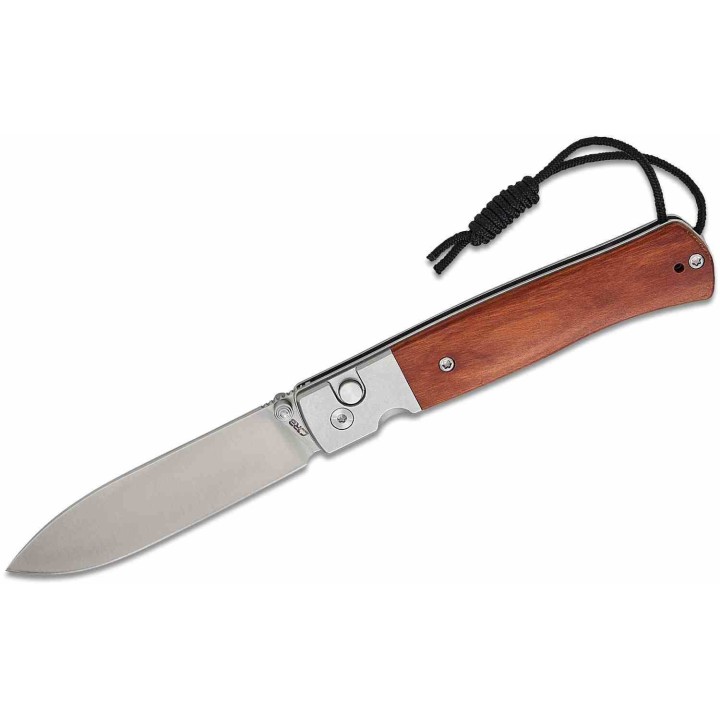 Couteau CJRB Glacier Lame Acier AR-RPM9 Manche Acier/Bois Button Lock KIVT J1961WD - Livraison Gratuite