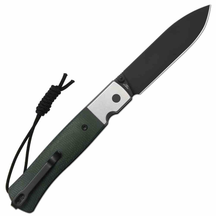Couteau CJRB Glacier Lame Acier AR-RPM9 Manche Green Micarta Button Lock KIVT J1961BMGN - Livraison Gratuite