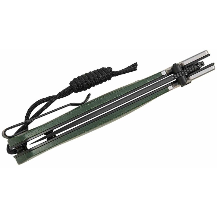 Couteau CJRB Glacier Lame Acier AR-RPM9 Manche Green Micarta Button Lock KIVT J1961BMGN - Livraison Gratuite