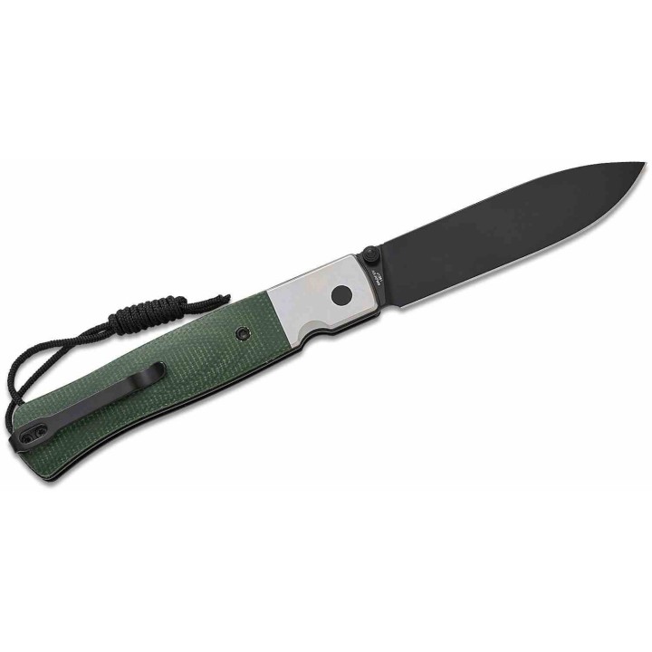 Couteau CJRB Glacier Lame Acier AR-RPM9 Manche Green Micarta Button Lock KIVT J1961BMGN - Livraison Gratuite