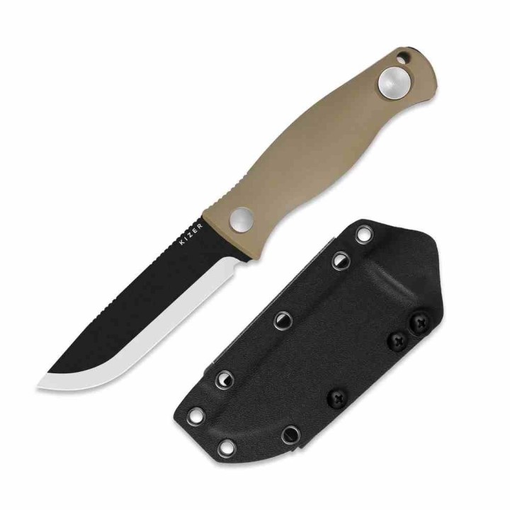 Couteau Kizer Polaris Lame Acier 1095 Manche G10 Tan Etui Kydex KI1100A4 - Livraison Gratuite