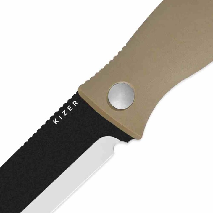 Couteau Kizer Polaris Lame Acier 1095 Manche G10 Tan Etui Kydex KI1100A4 - Livraison Gratuite
