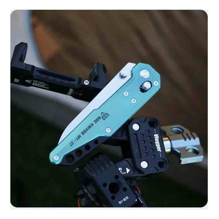 Couteau NOC Knives Dark Feather MT-27 Lame Acier M390 Manche Titane Vert Crossbar Lock NOCMT2720 - Livraison Gratuite