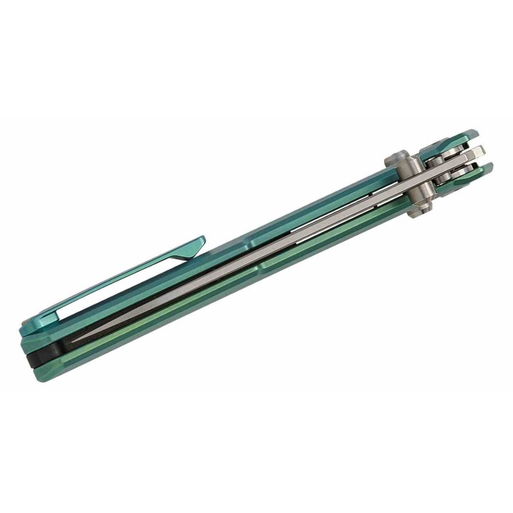 Couteau NOC Knives Dark Feather MT-27 Lame Acier M390 Manche Titane Vert Crossbar Lock NOCMT2720 - Livraison Gratuite