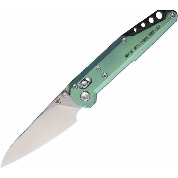 Couteau NOC Knives Dark Feather MT-27 Lame Acier M390 Manche Titane Vert Crossbar Lock NOCMT2720 - Livraison Gratuite