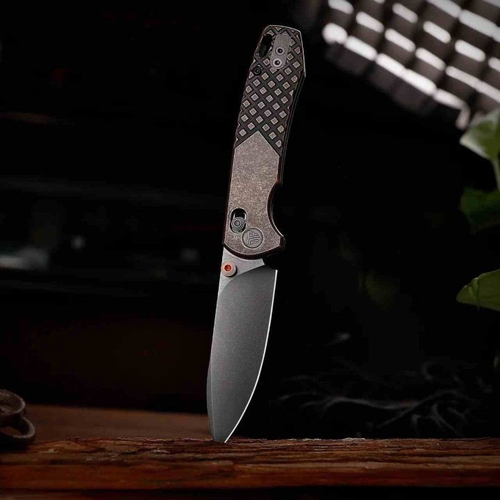 Couteau TRIVISA Dragonfly-Y Lame Acier 14C28N Manche Copper Axis Lock KIBS TVJM03CU14 - Livraison Gratuite