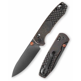 Couteau TRIVISA Dragonfly-Y Lame Acier 14C28N Manche Copper Axis Lock KIBS TVJM03CU14 - Livraison Gratuite