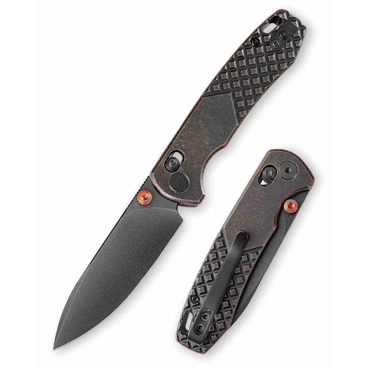 Couteau TRIVISA Dragonfly-Y Lame Acier 14C28N Manche Copper Axis Lock KIBS TVJM03CU14 - Livraison Gratuite