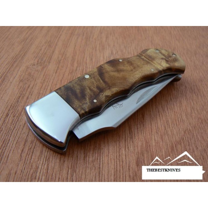 Couteau de Chasse avec étui Acier 440 Manche Bois Cran d'arrêt Elk Ridge ER138 