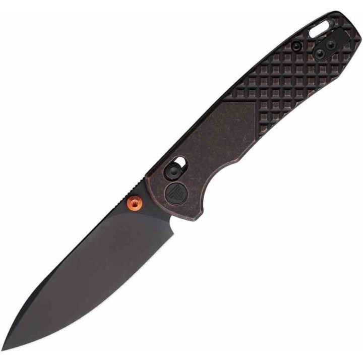 Couteau TRIVISA Dragonfly-Y Lame Acier 14C28N Manche Copper Axis Lock KIBS TVJM03CU14 - Livraison Gratuite