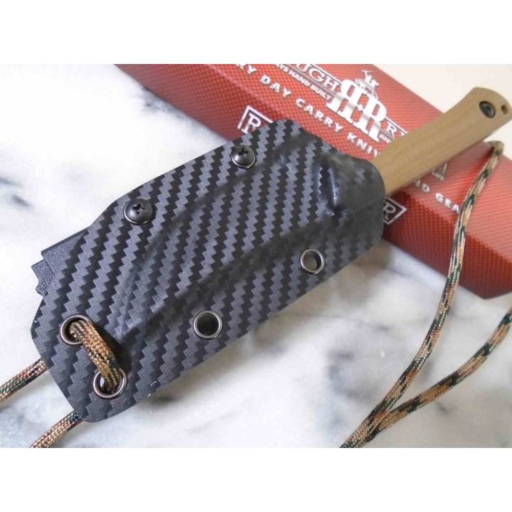 Couteau Rough Ryder Lame Acier 440 Manche G10 Brown Etui Kydex RR2709 - Livraison Gratuite