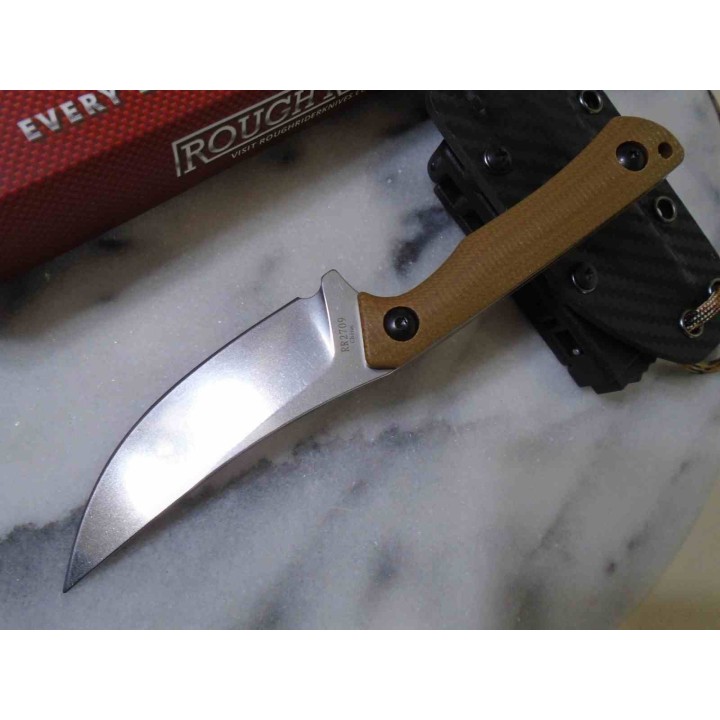 Couteau Rough Ryder Lame Acier 440 Manche G10 Brown Etui Kydex RR2709 - Livraison Gratuite