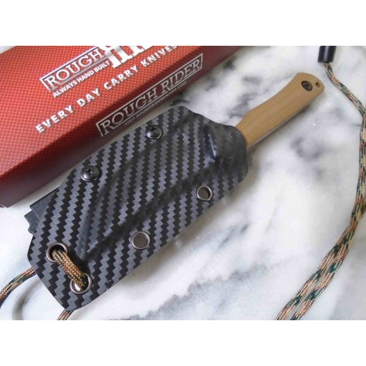 Couteau Rough Ryder Lame Acier 440 Manche G10 Brown Etui Kydex RR2709 - Livraison Gratuite