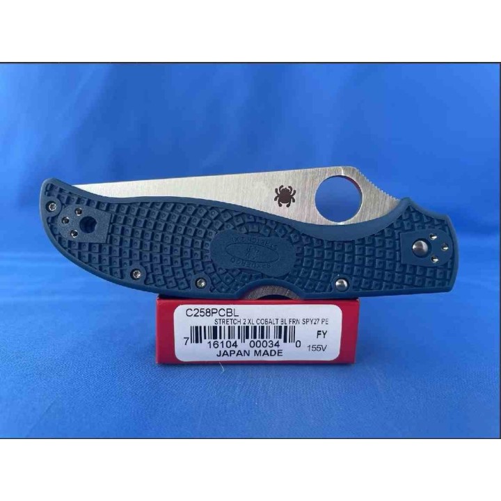 Couteau Spyderco Stretch 2 XL Lightweight Lame Acier CPM-SPY27 Manche FRN Lockback Made Japan SC258PCBL - Livraison Gratuite