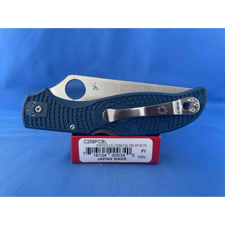 Couteau Spyderco Stretch 2 XL Lightweight Lame Acier CPM-SPY27 Manche FRN Lockback Made Japan SC258PCBL - Livraison Gratuite